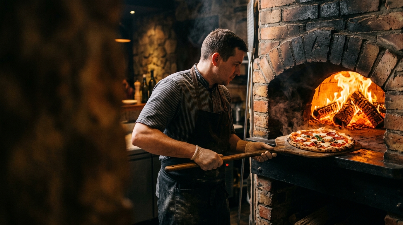 Notre four à bois en pleine cuisson